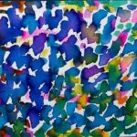 Cuadro abstracto en tonos azules del concurso internacional de pintura de Down Madrid