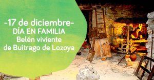 Cartel del día en familia de Down Madrid a ver el belen viviente de Buitrago de Lozoya