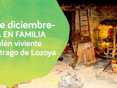 Cartel del día en familia de Down Madrid a ver el belen viviente de Buitrago de Lozoya