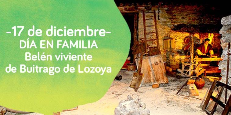 Cartel del día en familia de Down Madrid a ver el belen viviente de Buitrago de Lozoya